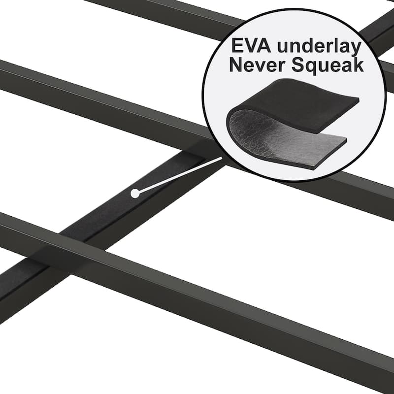 Linen Upholstered Platform Bed with Charging Station, Storage Shelf and Metal Frame Support for Bedroom, Guest Room