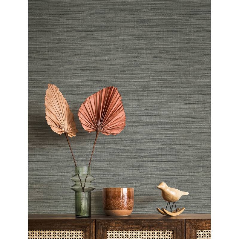 A-Street Prints Sheehan Stone Faux Grasscloth Wallpaper