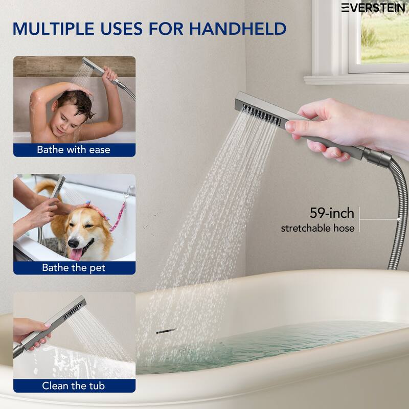 Floor Mount Freestanding Tub Filler with Handshower,Single Handle Bathtub Faucet