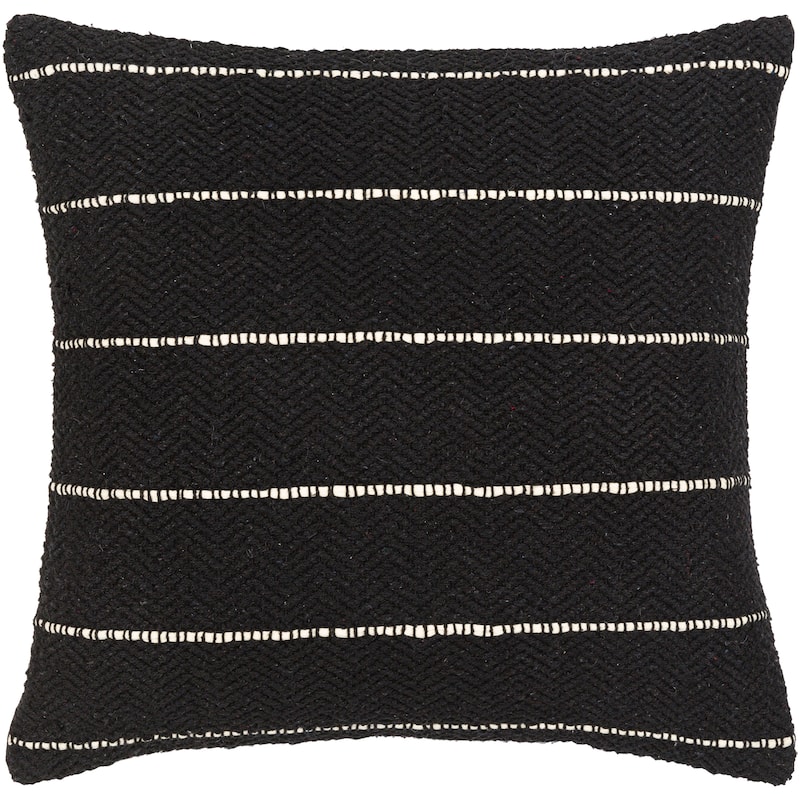 Madelyn Black and White Striped Modern Throw Pillow