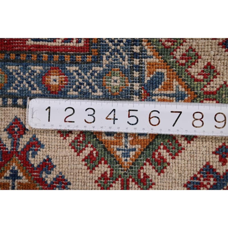 Traditional Kazak Accent Rug Hand-Knotted Red Wool Carpet - 3'3" x 5'4"