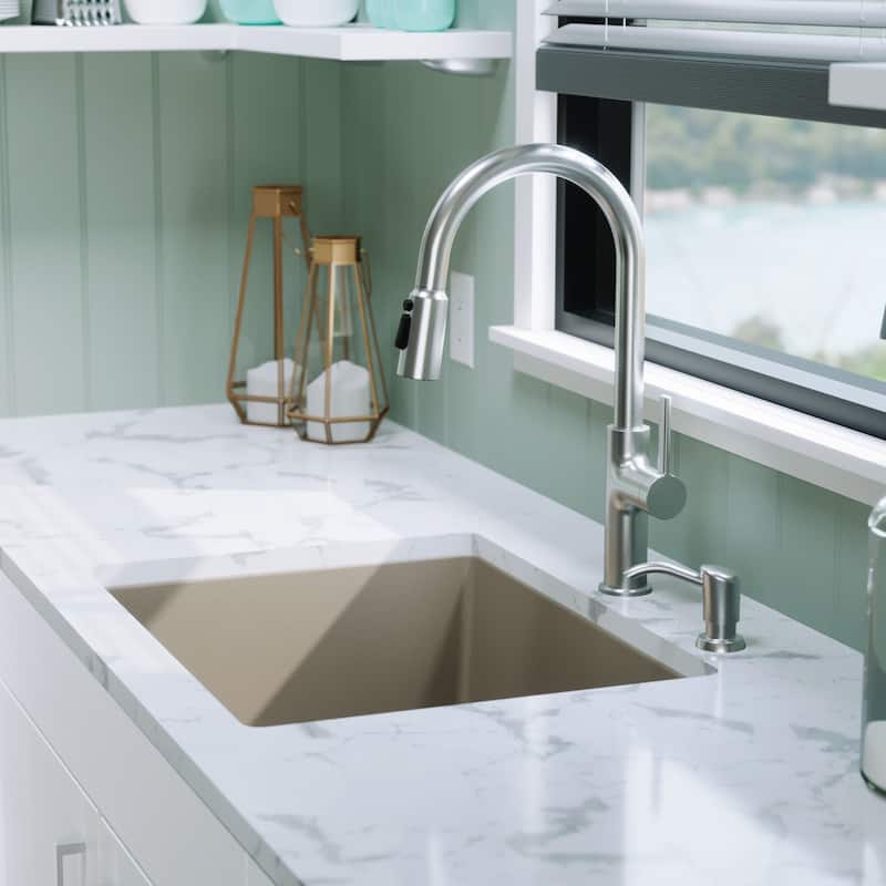 Karran Undermount 24.38 in Single Bowl Quartz Kitchen Sink