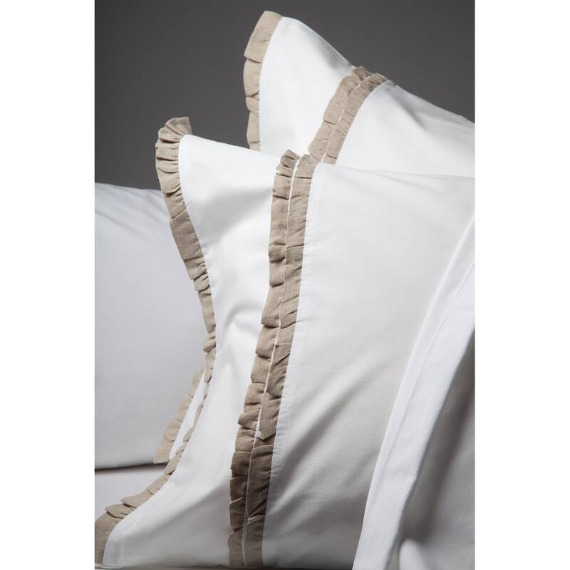 Dainty Cotton Linen Ruffle Pillowcase Set