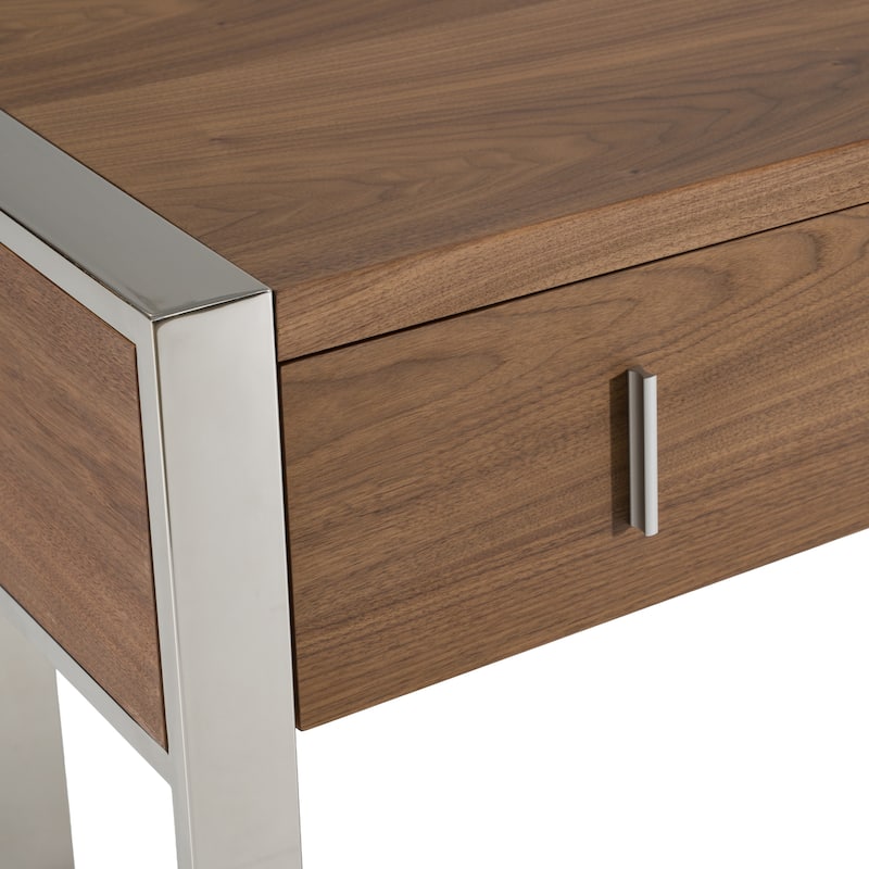 Modrest Orcutt Modern Walnut & Stainless Steel Desk