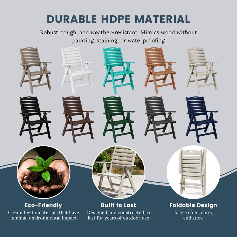 Coastline Patio Folding Highback Dining Chair Set of 2