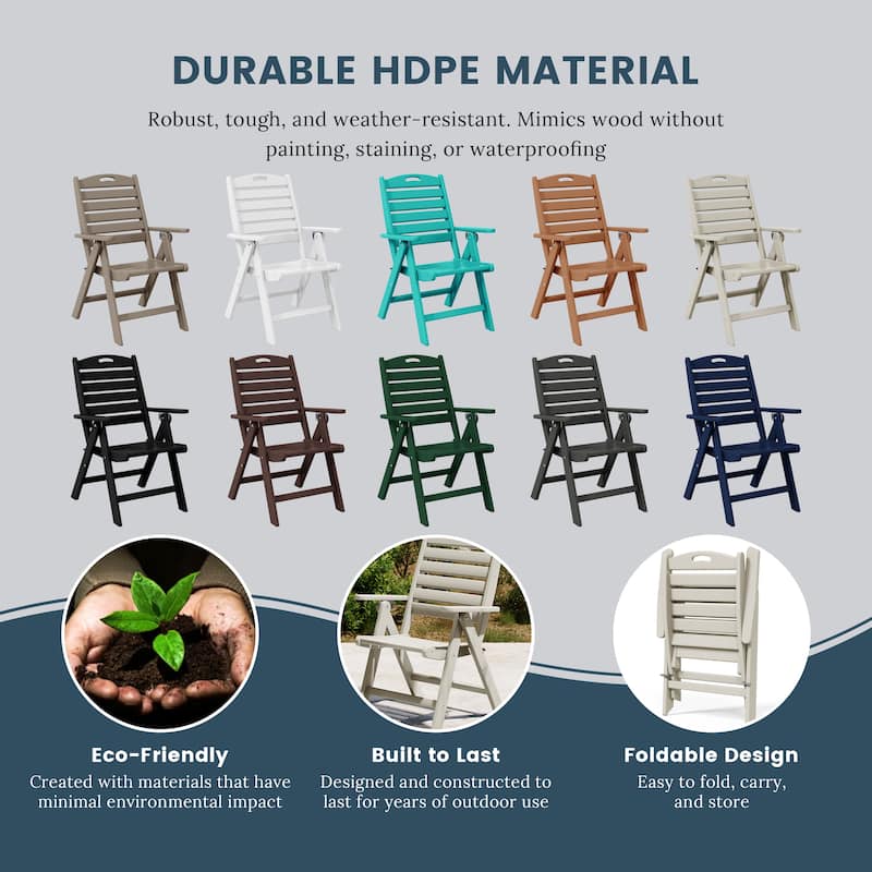 Laguna Foldable Highback Patio Dining Chair with Adjustable Recline Feature