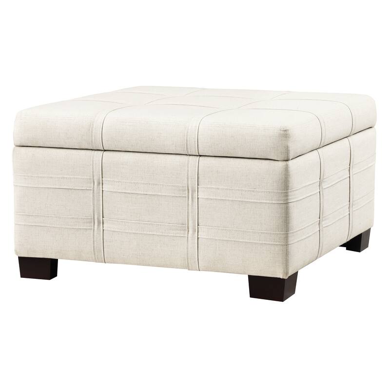 Detour Strap Square Storage Ottoman in Faux Leather