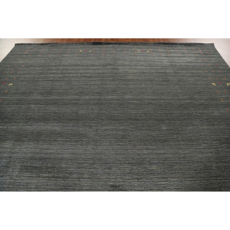 Green Gabbeh Square Area Rug Handmade Wool Carpet - 9'11"x 9'10"