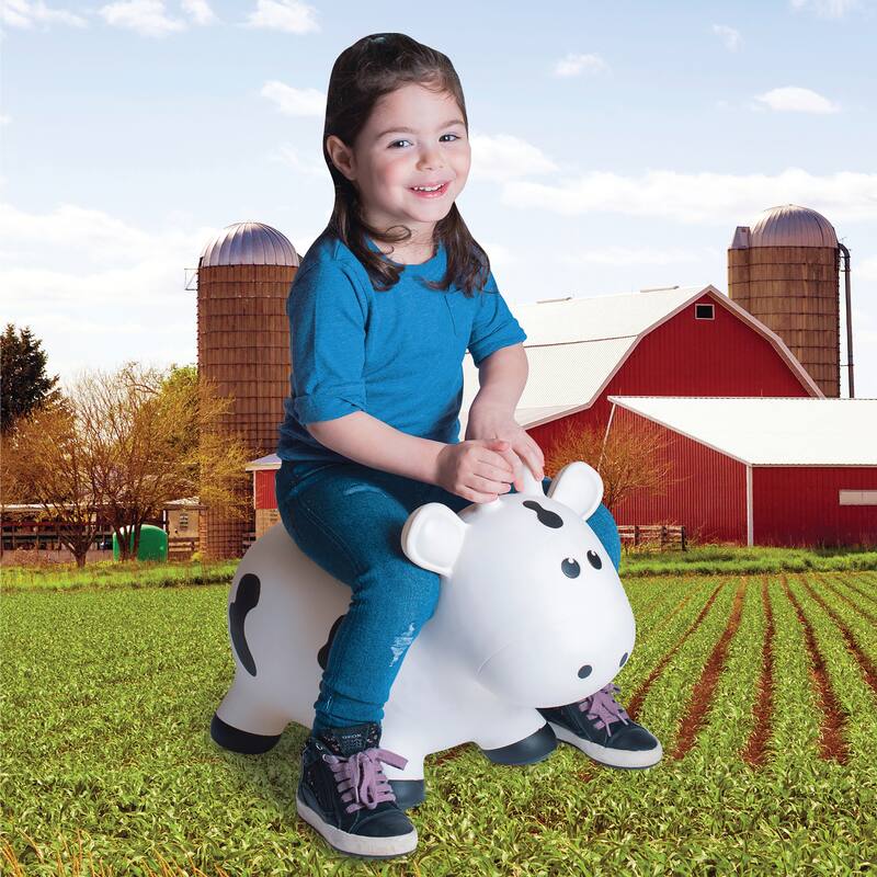 Toddler Boys and Girls Farm Hopper Bounce Toy, White Cow