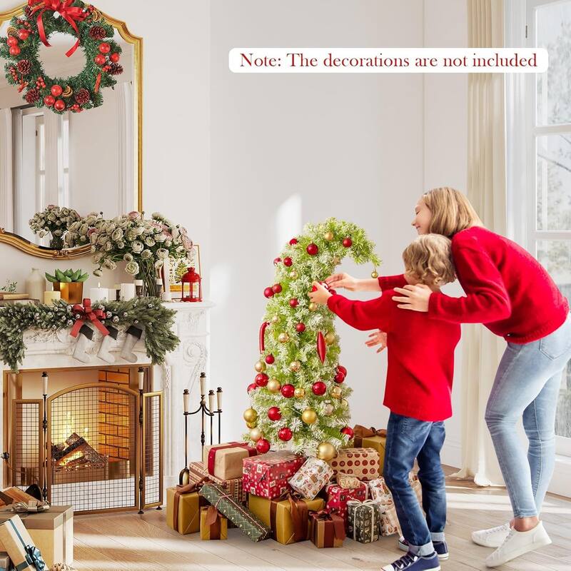 5/6/7 FT Pre-lit Whimsical Christmas Tree Flocked Bendable Tree