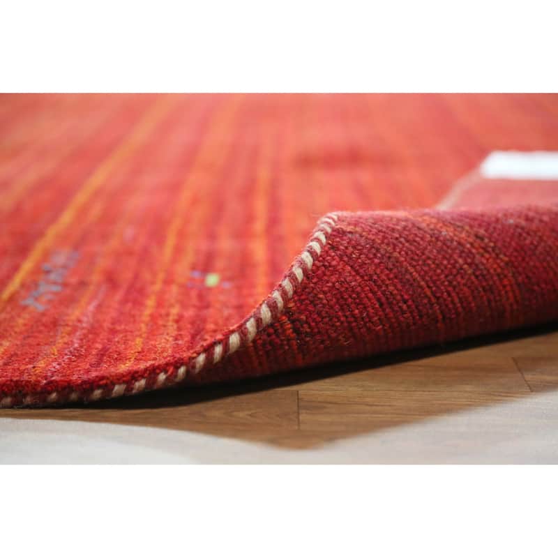 Tribal Gabbeh Indian Area Rug Hand-Knotted Modern Wool Carpet - 8'0" x 9'5"