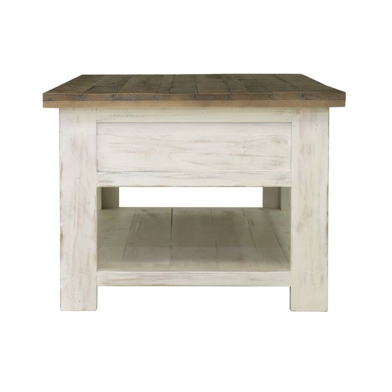 Laneta Reclaimed Pine Coffee Table, White/ Brown