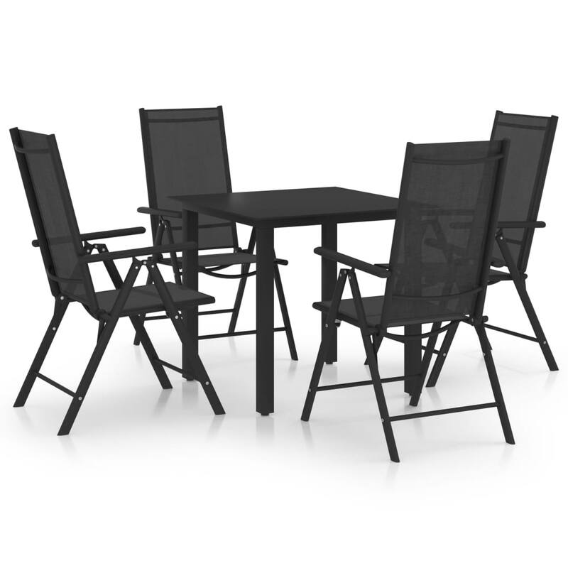 vidaXL Patio Lounge Set Outdoor Sectional Sofa with Cushions Poly Rattan Black - 5-Piece Sets