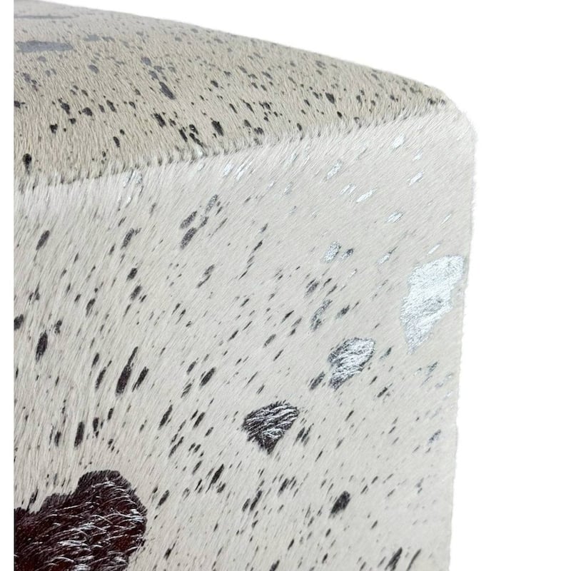 Pasargad Natural Cowhide Ottoman silver 19'' - 1' x 1'