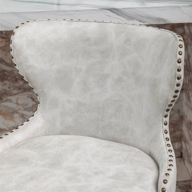 Modern Faux Leather Tufted Nailhead Trim Counter Stool Set of 2