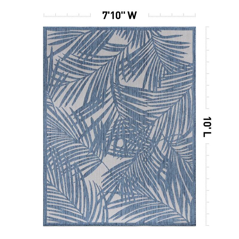 World Rug Gallery Contemporary Palm Leaf Textured Flat Weave Indoor/Outdoor Area Rug