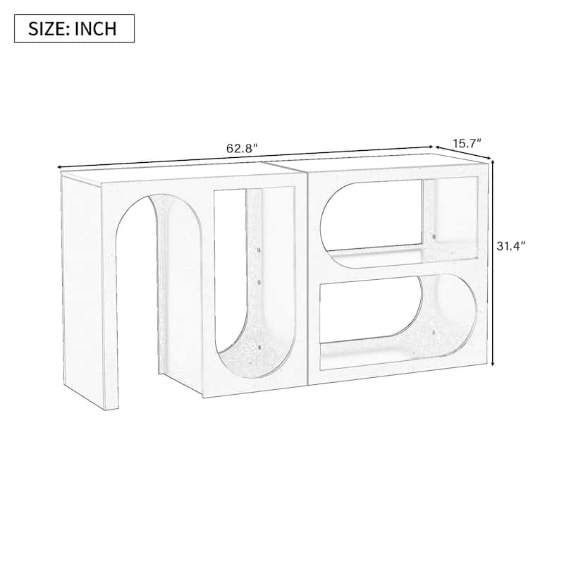 Modular Entryway Console Table Accent Table with Rectangular Exterior and Curved Interior Design for Living Room