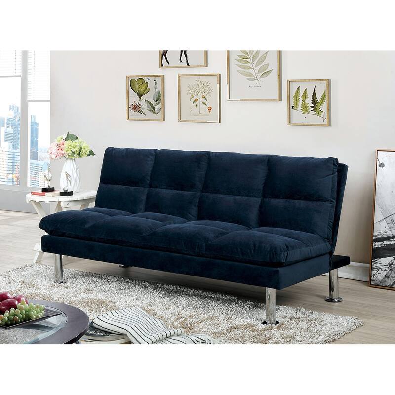 Microfiber Convertible Sleeper Sofa - Navy/Chrome