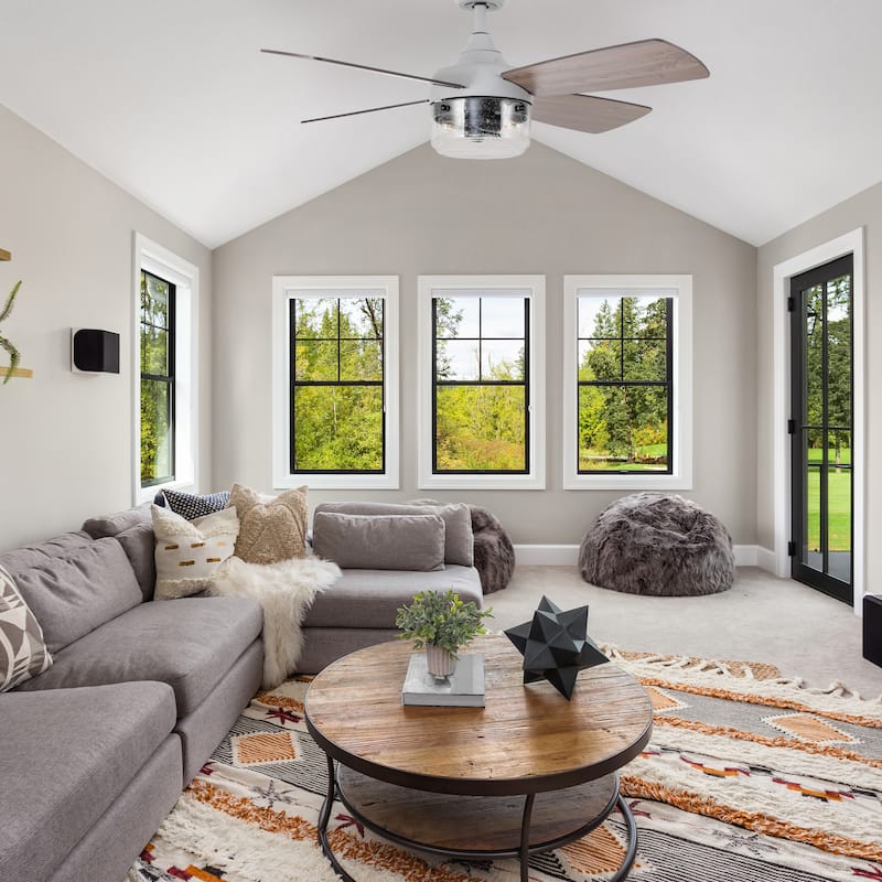 Aiden River of Goods Gray and Mahogany Metal Remote-Controlled 42" Ceiling Fan - 42" x 42" x 11"/15.25"