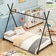 preview thumbnail 13 of 32, Twin Size Metal House Bed with Triangle Structure, Low Platform for Kids Black - Twin