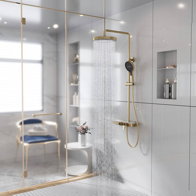 Modland 3-Function Wall Mount Shower System with Tub Spout 10.8" Rainfall Shower & Handheld Shower