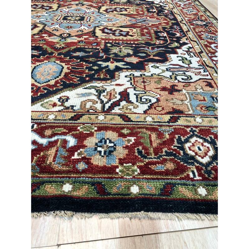 Handknotted Wool NAVY Heriz Serapi Pearl Collection Rug