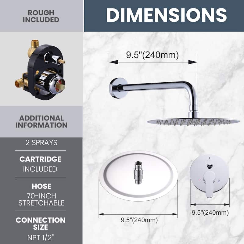 WOWOW Wall Mount 9-Spray Shower Faucet with Handshower