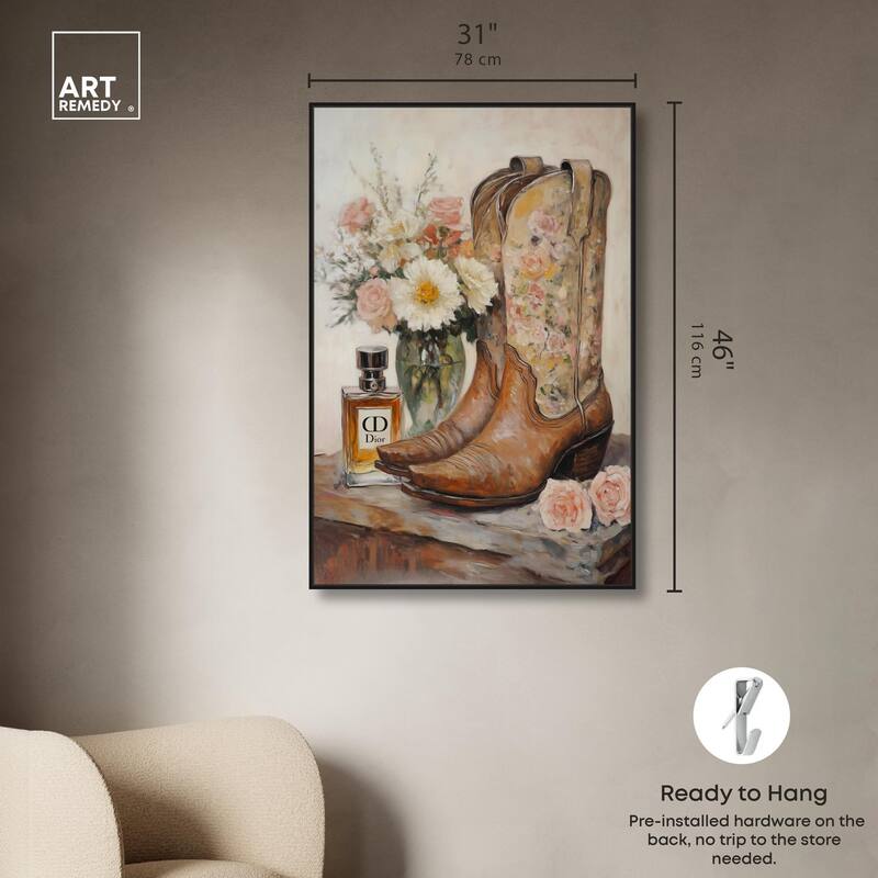 Delicate Floral Boots Canvas by Art Remedy