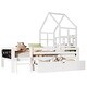 preview thumbnail 6 of 10, Full Size House Bed with Ladder, Storage Drawers, and 2 Blackboard Designs, No Box Spring Needed, White