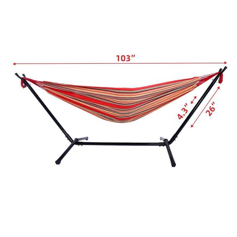Portable Outdoor Polyester Hammock Set Black Background & Silver Flower & Colorful - 78.74 x 55.12