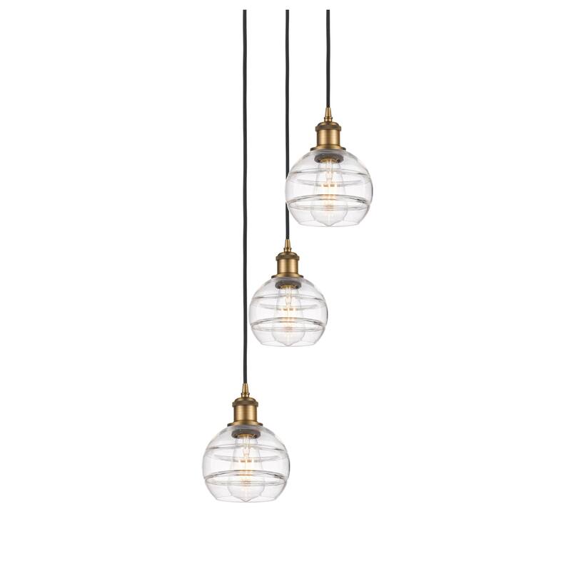 Innovations Lighting 113B-3P-24-12 Rochester Pendant Rochester 3 Light - Brushed Brass / Clear