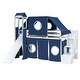 preview thumbnail 4 of 16, Twin Loft Bed with Play Tent, Tower & Castle Design, Solid Wood Frame