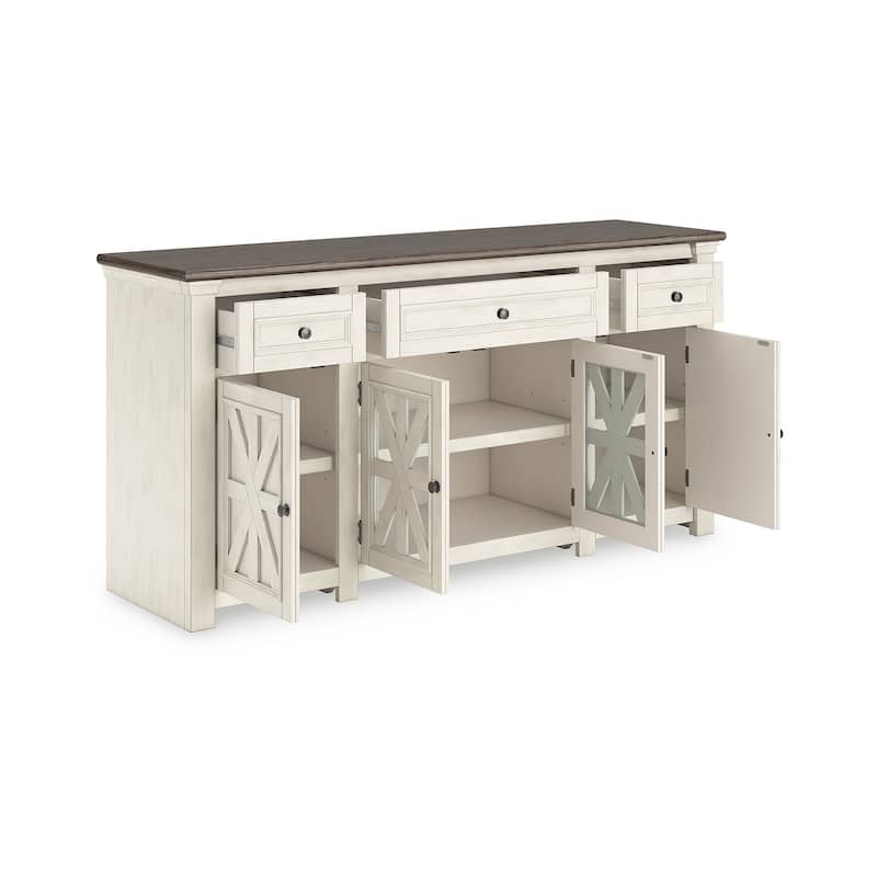 Signature Design by Ashley Bolanburg White/Gray 73" TV Stand for TVs up to 83" - 72.5" W x 20.25" D x 36.13" H