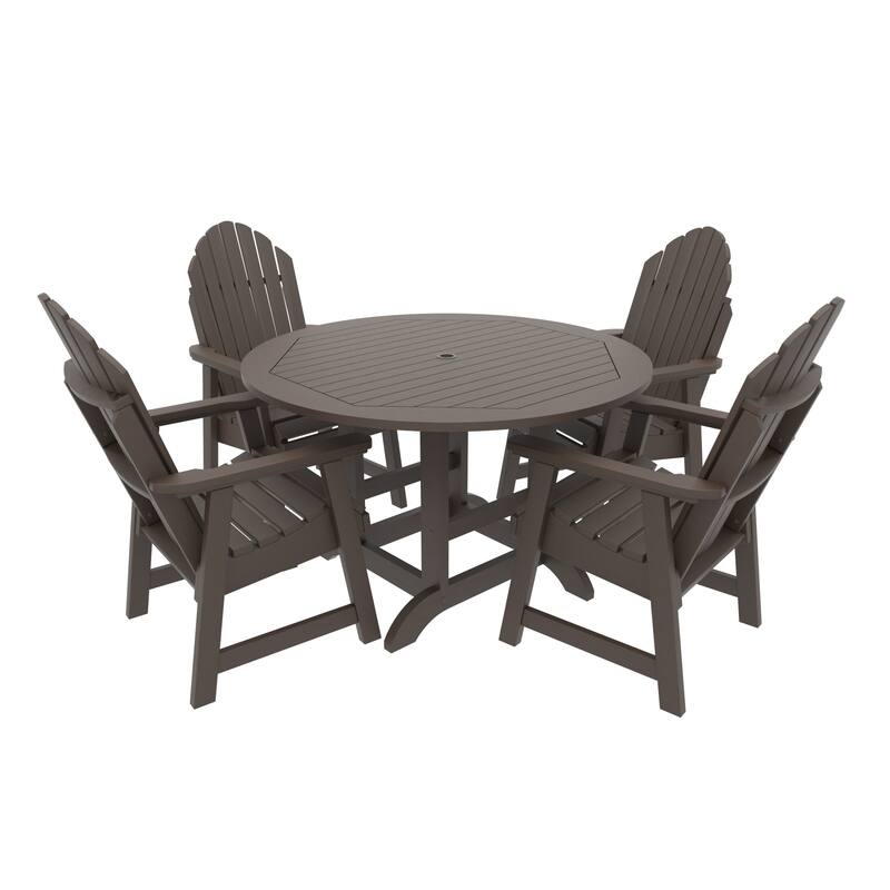 HIGHWOOD Commercial Muskoka 5-Piece Adirondack 48" Dining Set - Weathered Acorn