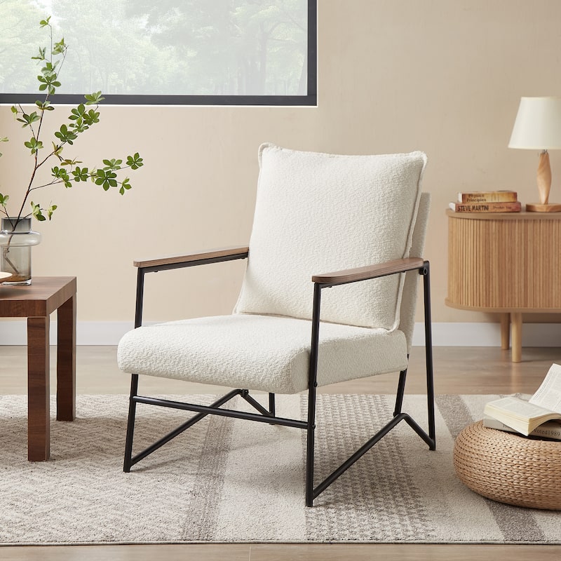 Art Leon Wooden Armrest Accent Chair - White