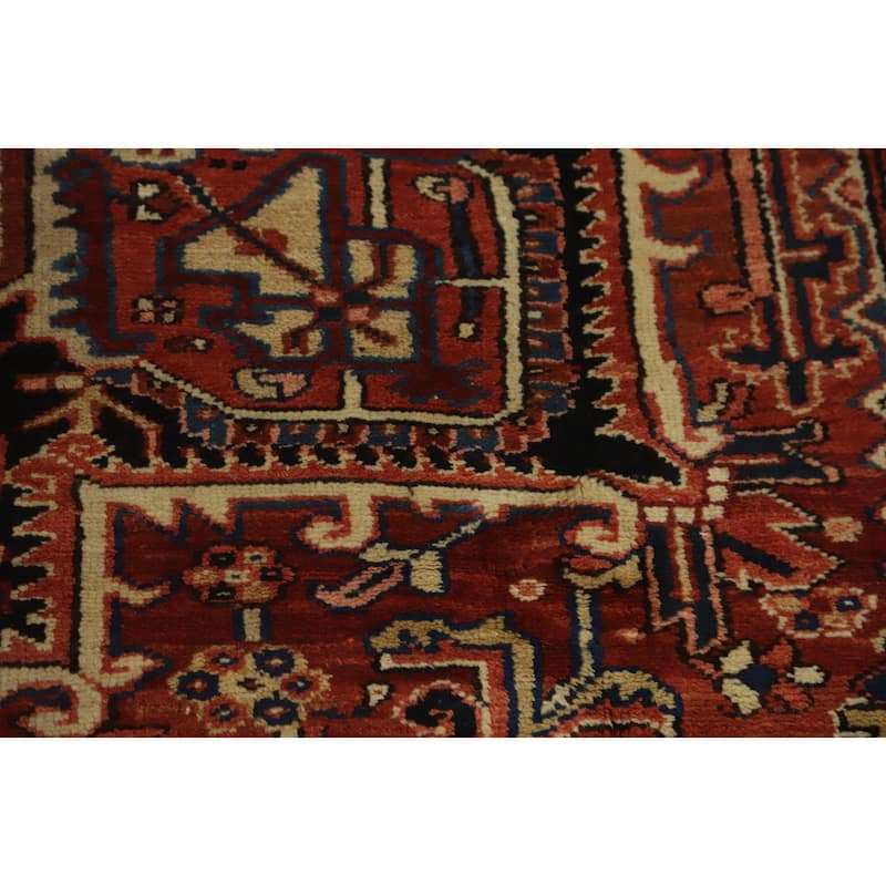 Hand Knotted Oriental 100% Wool Carpet Traditional Medallion Oranges & Rust Heriz Area Rug - 10' 3'' X 7' 1''