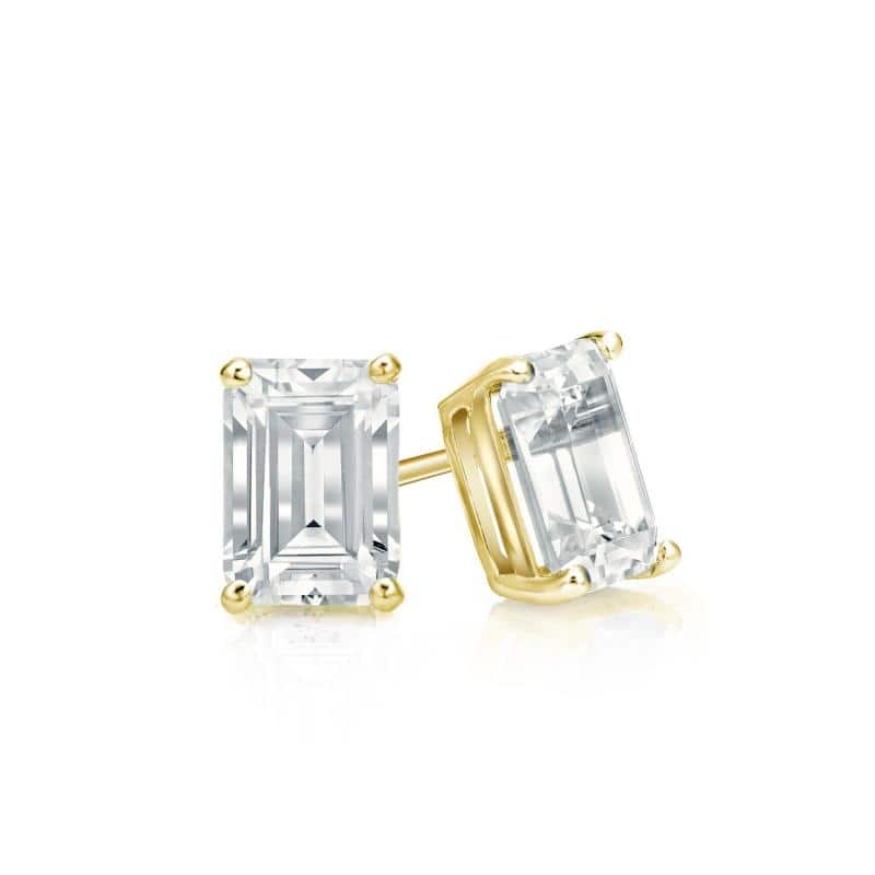 Auriya 14k Gold Lab Grown Emerald Diamond Stud Earrings 0.50 to 5.00 ct. tw. 4-Prong Basket Push-Back (F-G VS)