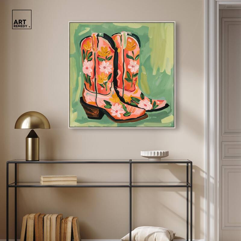 Wildflower Cowboy Boots Canvas by Art Remedy