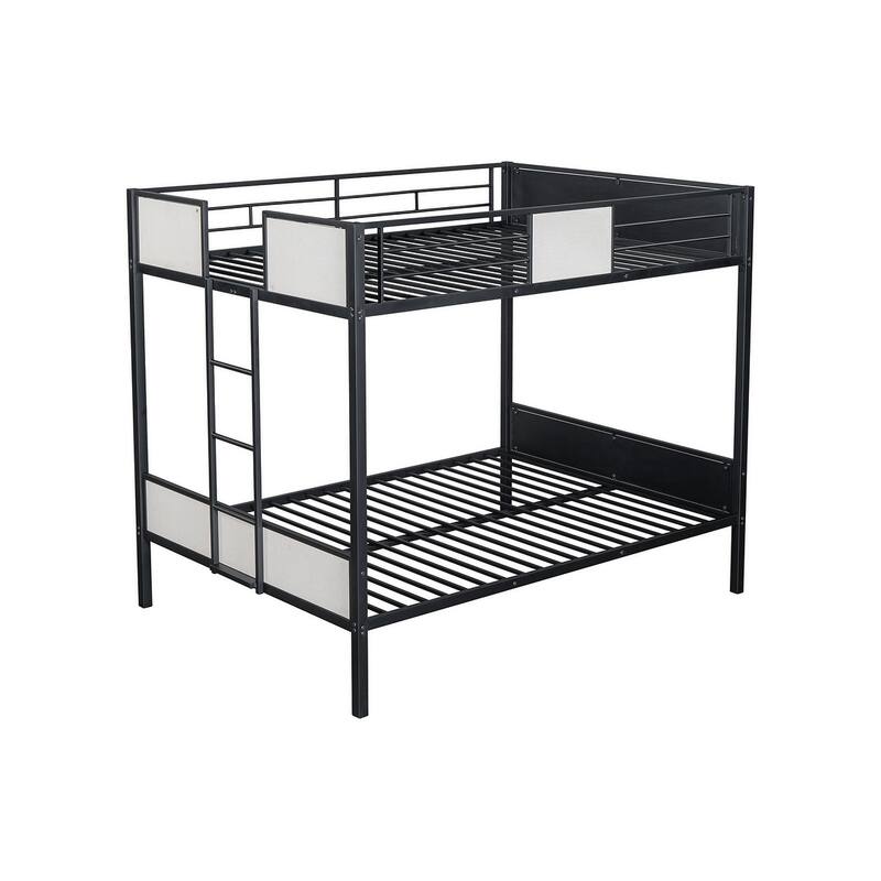 Twin Over Full Metal Bunk Bed Contemporary Style With Angled Ladder