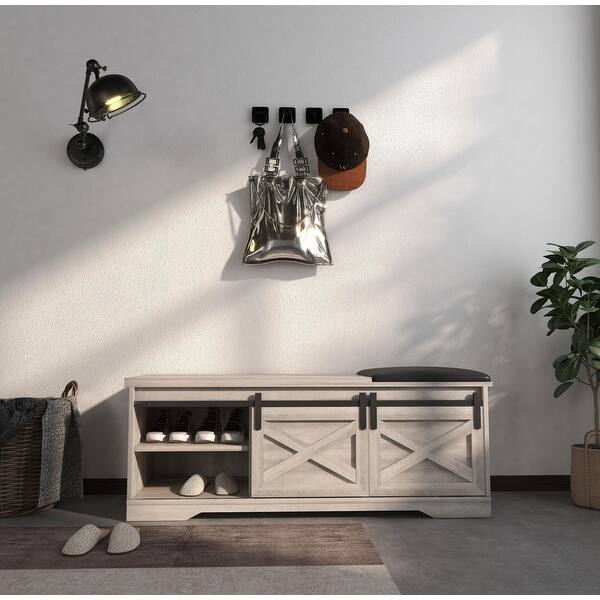 47 Inch Modern Shoe Bench with Entry Cutout Bed Bath & Beyond 36834048