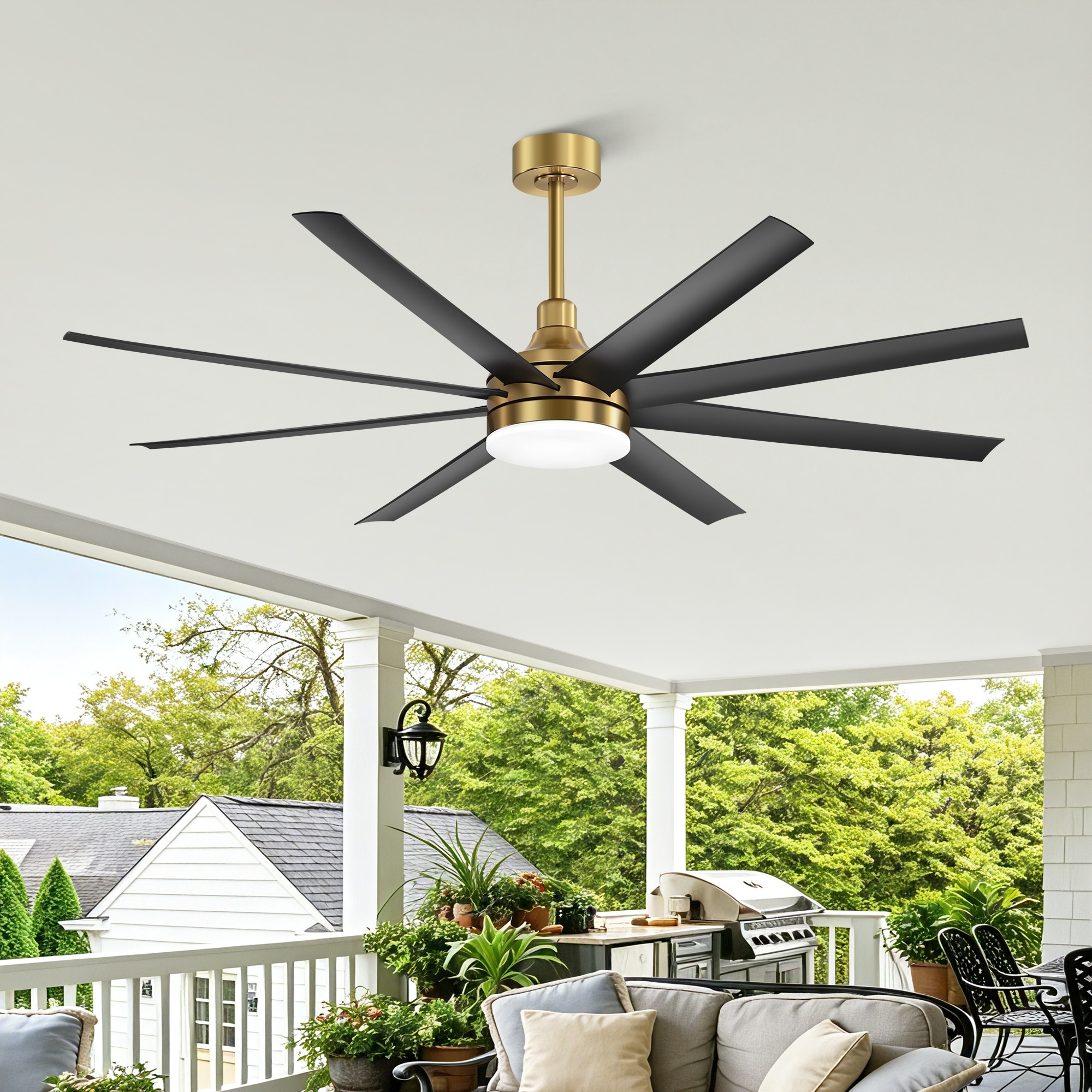 65" Gold Ceiling Fan with LED Lighting Remote Control (8 Blade)