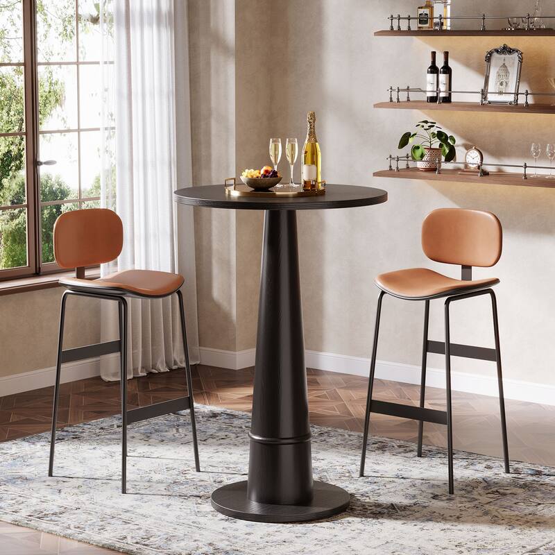 37.4 High Round Bar Table with Solid Wood Pillar