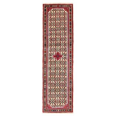 ECARPETGALLERY Hand-knotted Andelz Cream Wool Rug - 2' 7" x 9' 3"