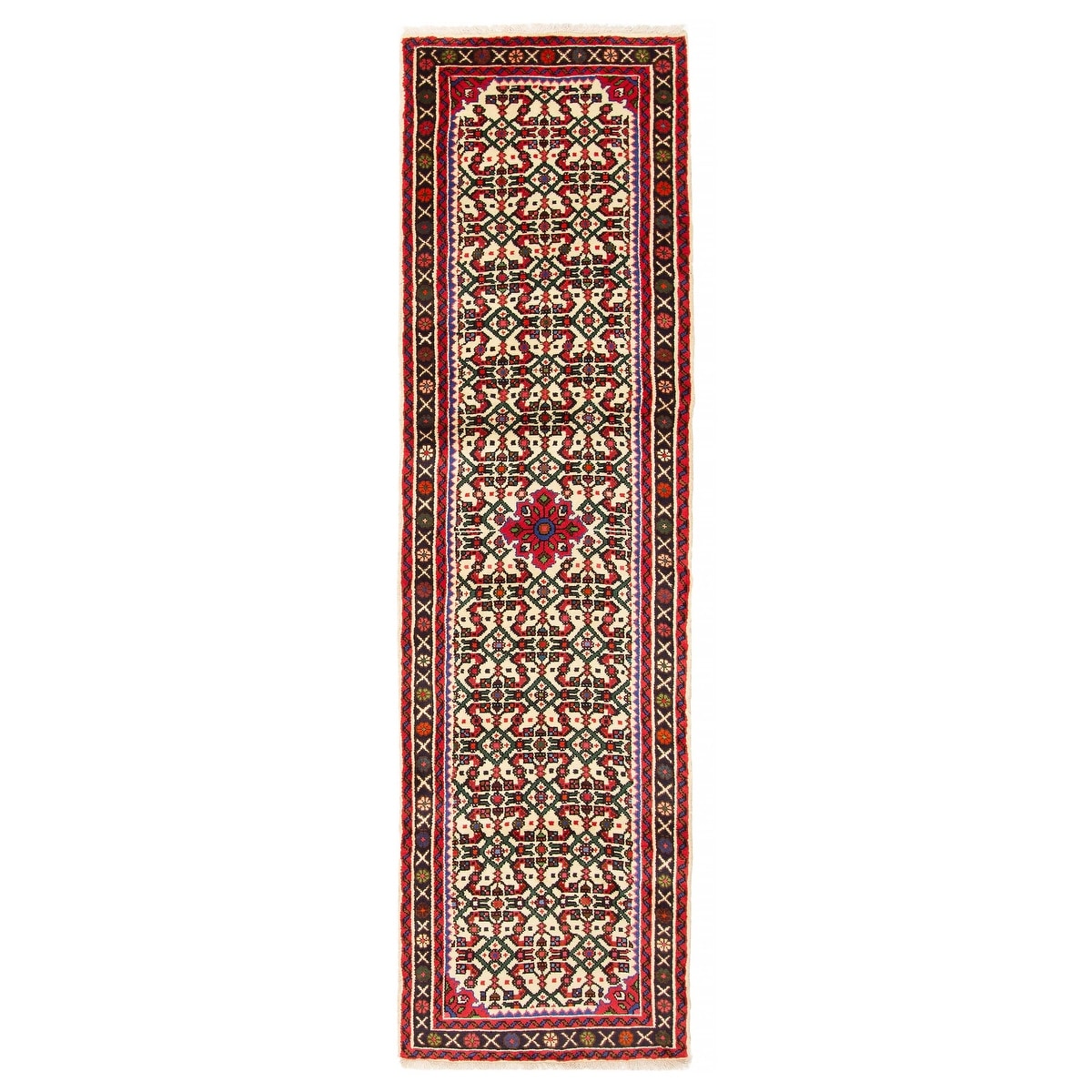 ECARPETGALLERY Hand-knotted Andelz Cream Wool Rug - 2' 7" x 9' 3"
