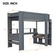 preview thumbnail 22 of 24, Wood Twin/Full Size Gaming Loft Bed with Bulit-in Desk and Multi-storage Shelves, Kids Loft Bedframe with LED & Charging Station