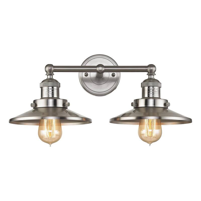 Elk Home English Pub Nickel With Metal Shade 2 Light Vanity Light - Metal Shade