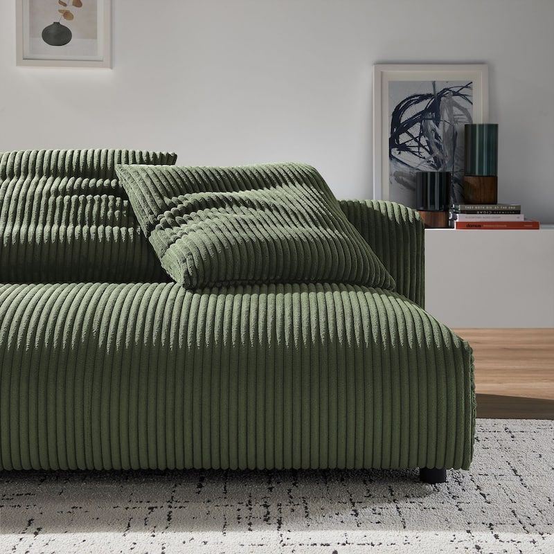 Solace Modular Corduroy Upholstered Armless Loveseat