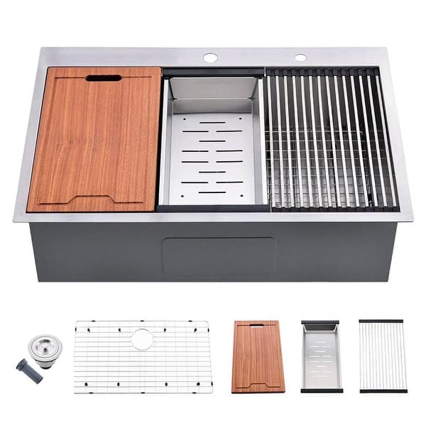 Vanityfair 30 Inch Single Bowl Stainless Steel Topmount Kitchen Sink 16