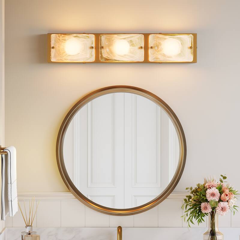 3 Tiles Cloud Glass Bathroom LED Vanity Light with 3CCT Adjustable