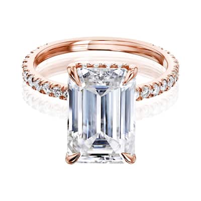 Kobelli Signature Collection 6 Carat Moissanite & Diamond 14k Solid Gold Emerald Hidden Halo Near Eternity Evie Engagement Ring